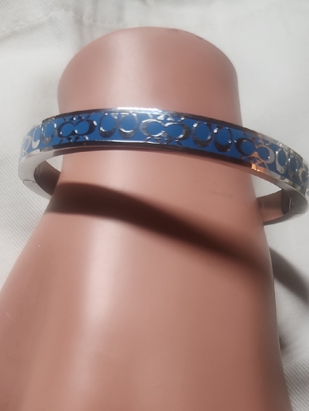 Coach Blue Enamel Signature Cuff Bracelet